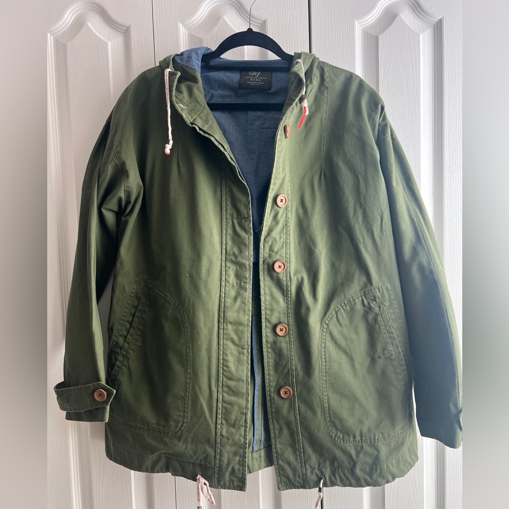 Zara women utility jacket -olive green -size m
